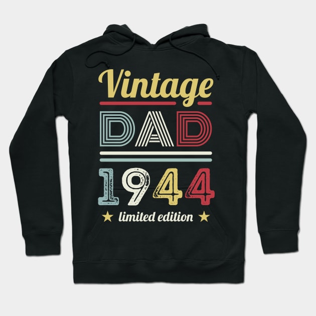 Vintage Dad 1944 80th Birthday Gift Men Retro Hoodie by qwertydesigns